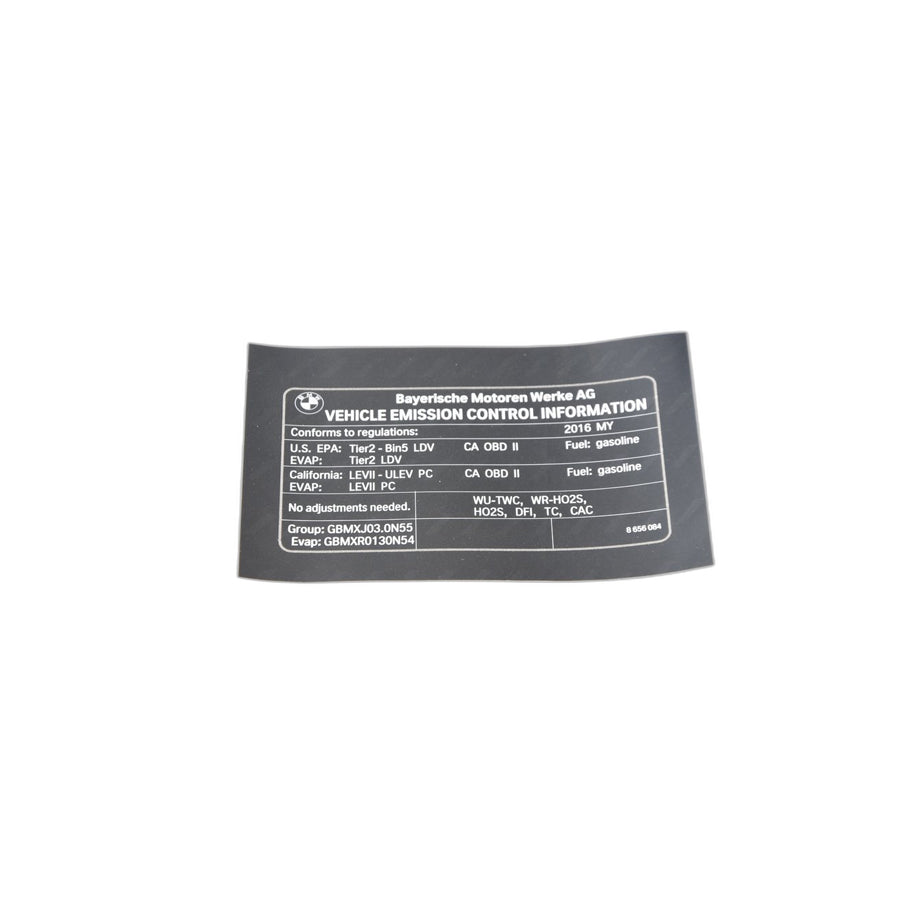 Genuine BMW 71228656084 F34 F33 F36 Label "Exhaust Emission" MY16 (Inc. M235iX)