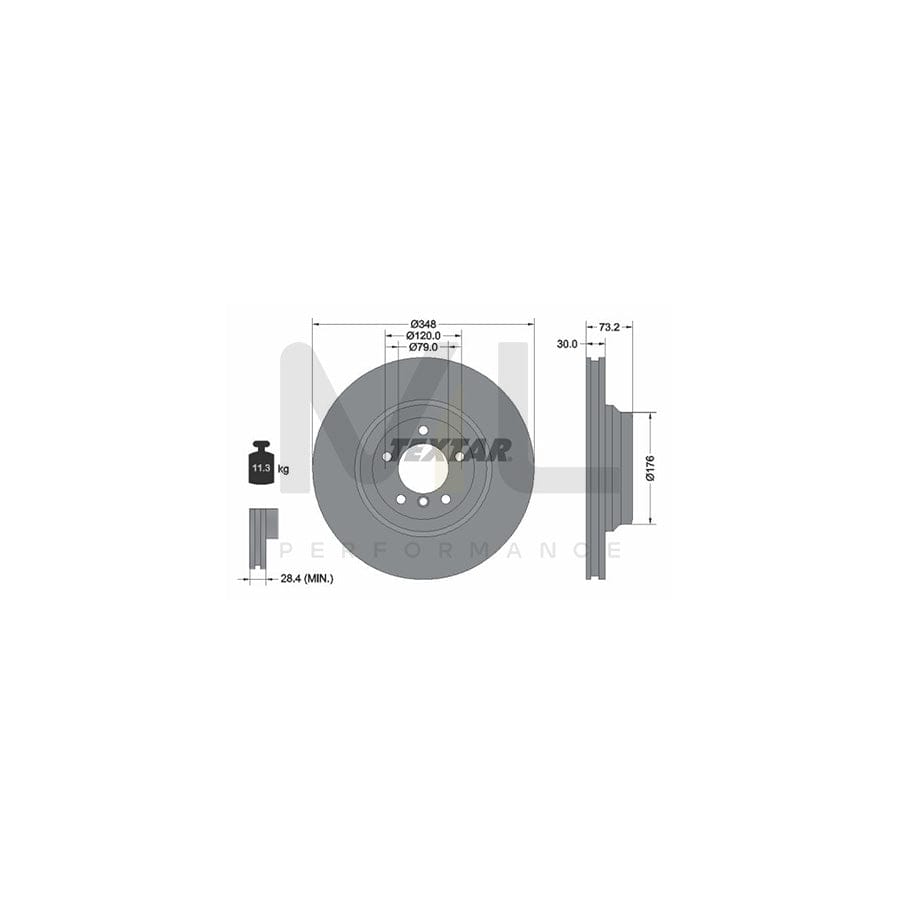 TEXTAR 92155300 Brake Disc Internally Vented, without wheel hub, without wheel studs - 1 piece