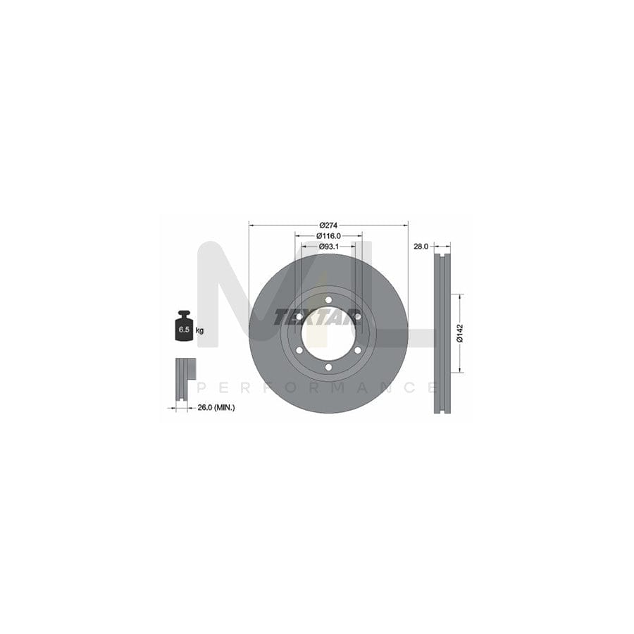 TEXTAR 92236200 Brake Disc Internally Vented, without wheel hub, without wheel studs - 1 piece