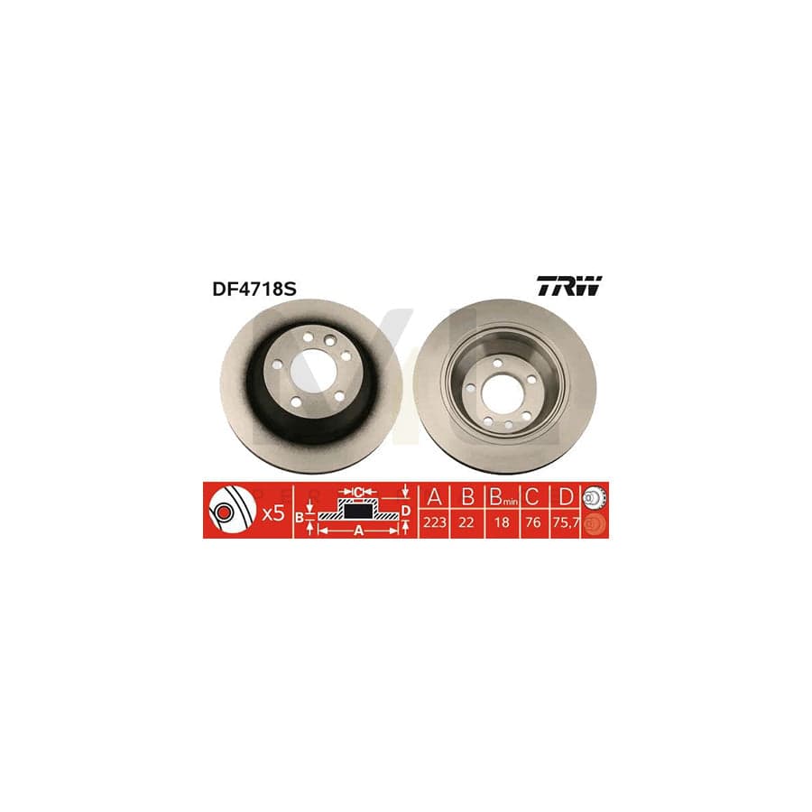 TRW DF4718S Brake Disc Vented, Painted - 1 piece