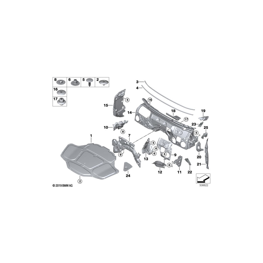 Genuine BMW 51487352221 G31 F90 G30 Seal, Side Frame, Left (Inc. 530iX, 530e & M550iX)