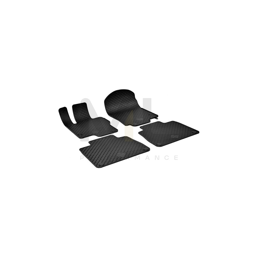 WALSER RubberLine 50879 Floor mat set Elastomer, Front and Rear, Quantity: 4, Black