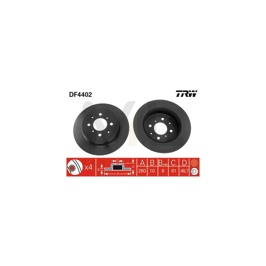 TRW DF4402 Brake Disc Solid, Painted - 1 piece