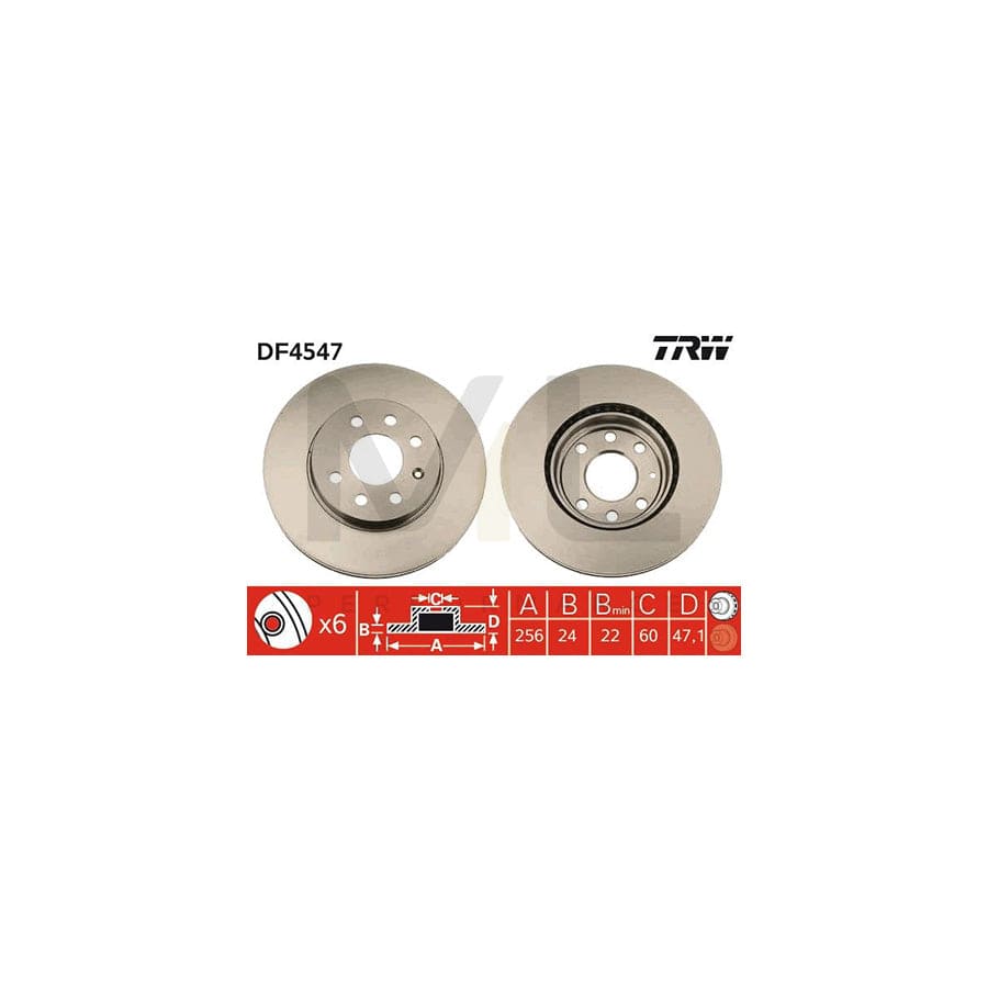 TRW DF4547 Brake Disc Vented, Painted - 1 piece