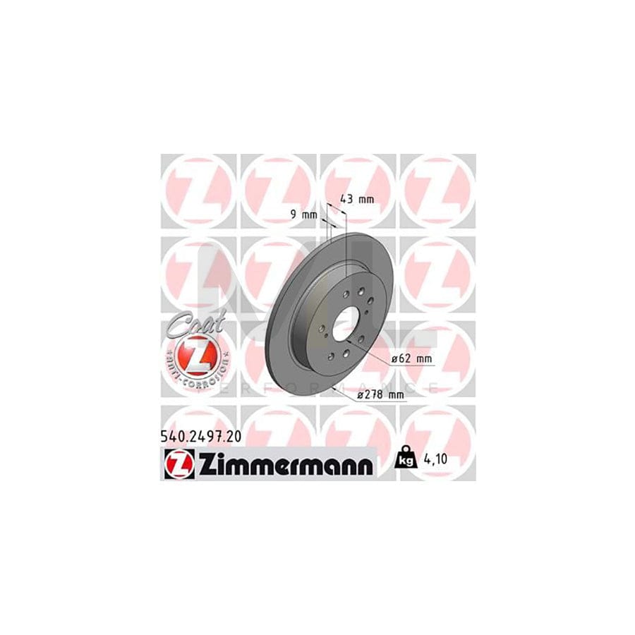 ZIMMERMANN COAT Z 540.2497.20 Brake Disc for SUZUKI Swift III Hatchback (MZ, EZ) Solid, Coated - 1 piece
