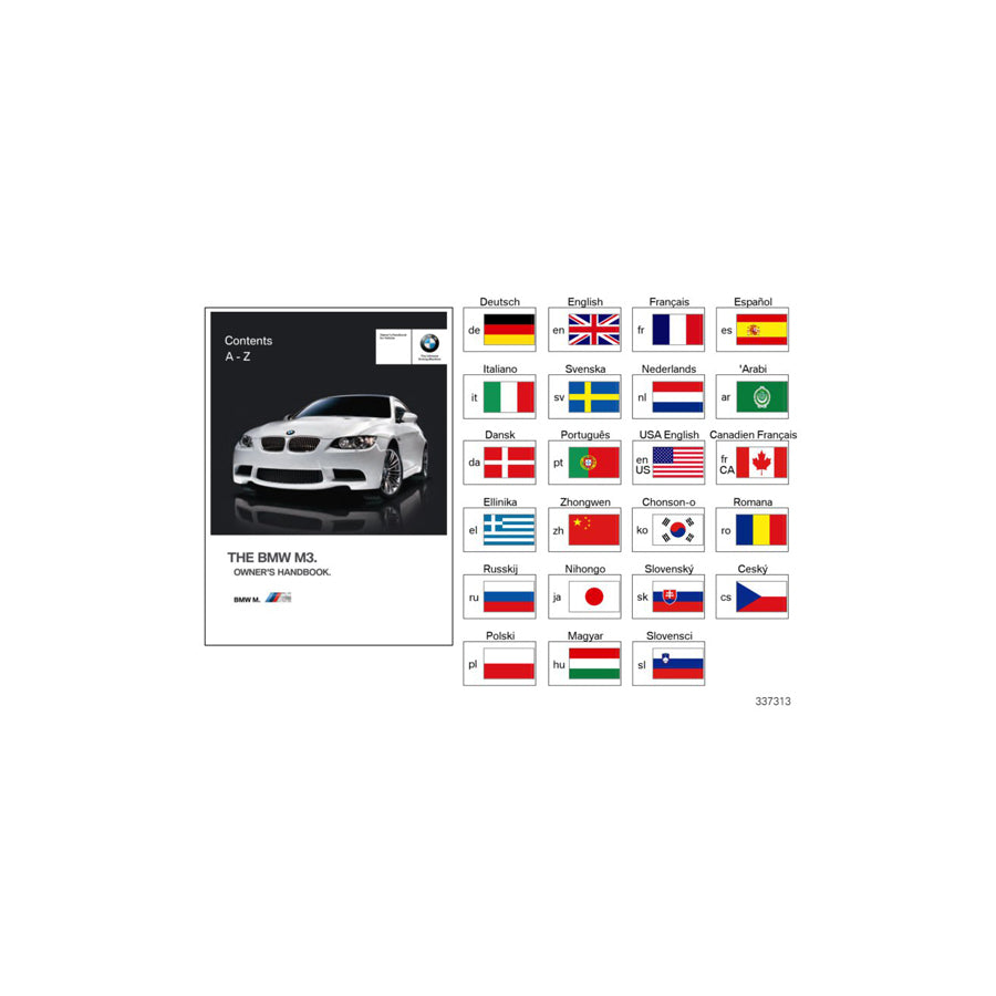 Genuine BMW 01402605619 E92 E93 Owner's Manual For E92, E93 M3 W. Idrive EN US, MJ 2011 (Inc. M3)
