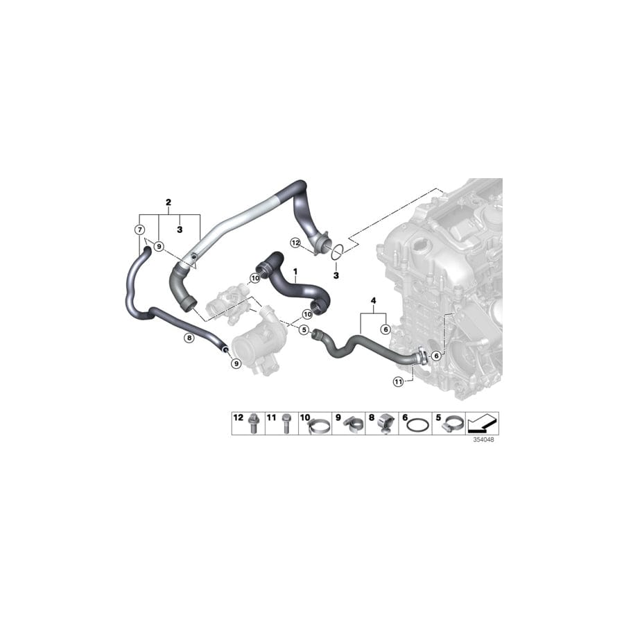 Genuine BMW 11537645833 F15 F16 Water Hose, Inlet, Thermostat (Inc. X5 35i, X6 35iX & X6 35i)