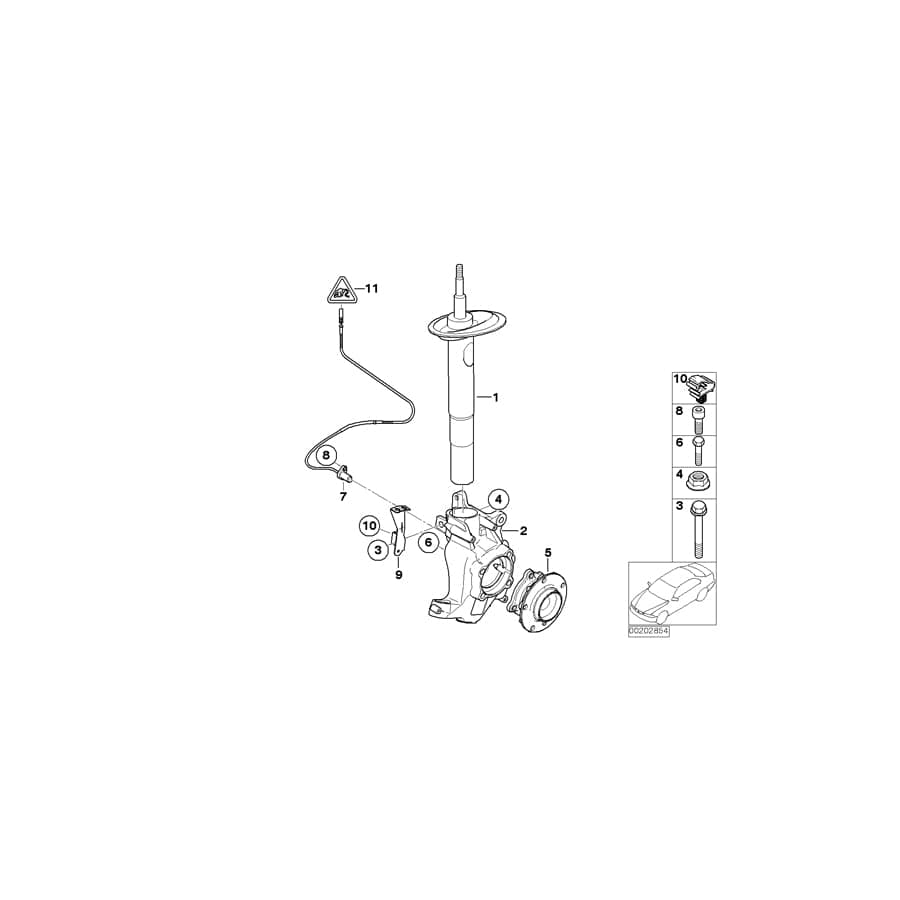 Genuine BMW 31316785530 E65 E66 Front Right Spring Strut (Inc. 740i, 730i & 740Li)