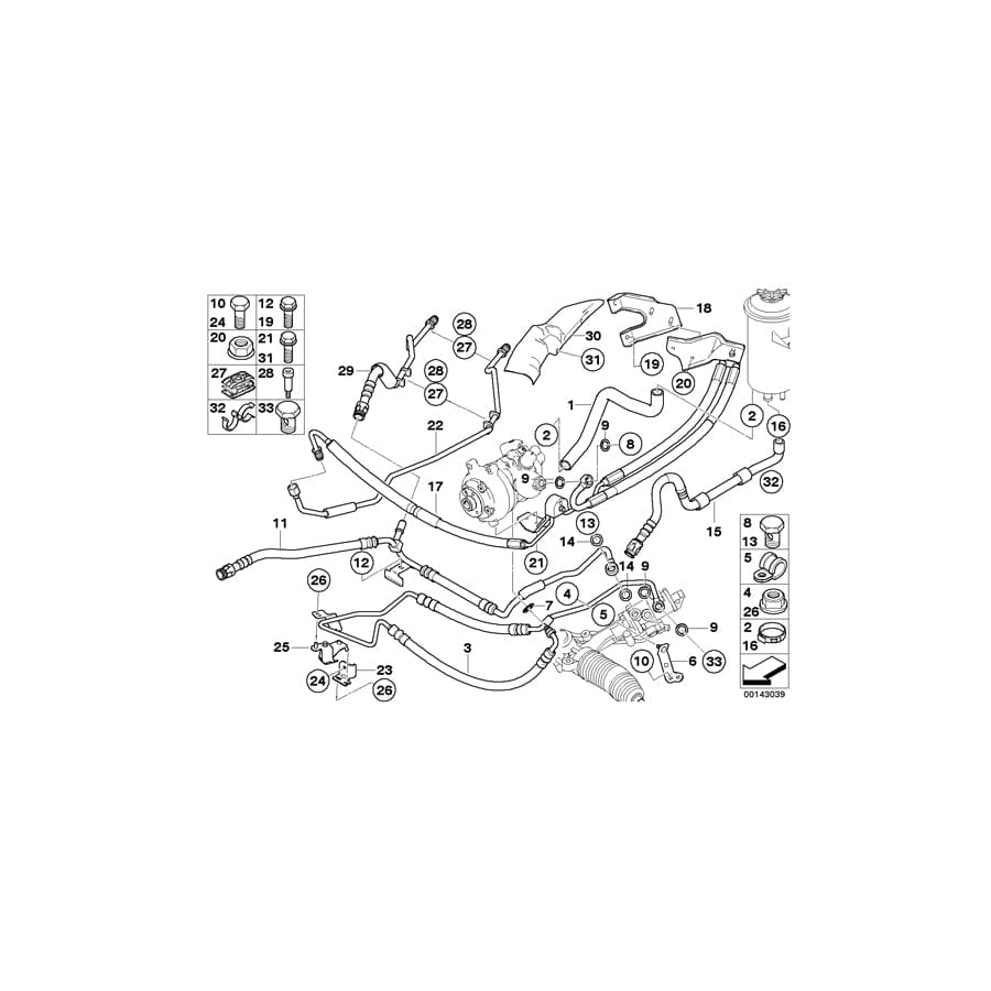 Genuine BMW 32416761516 E60 E61 Expansion Hose Dynamic Drive II (Inc. 525i & 530i)