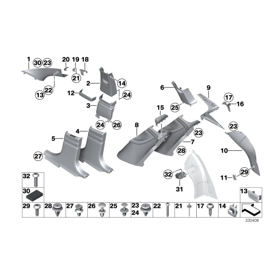 Genuine BMW 51477361746 F07 Cover, Column C, Bottom Right VENETOBEIGE (Inc. 550iX 4.0, 528i & 535dX)