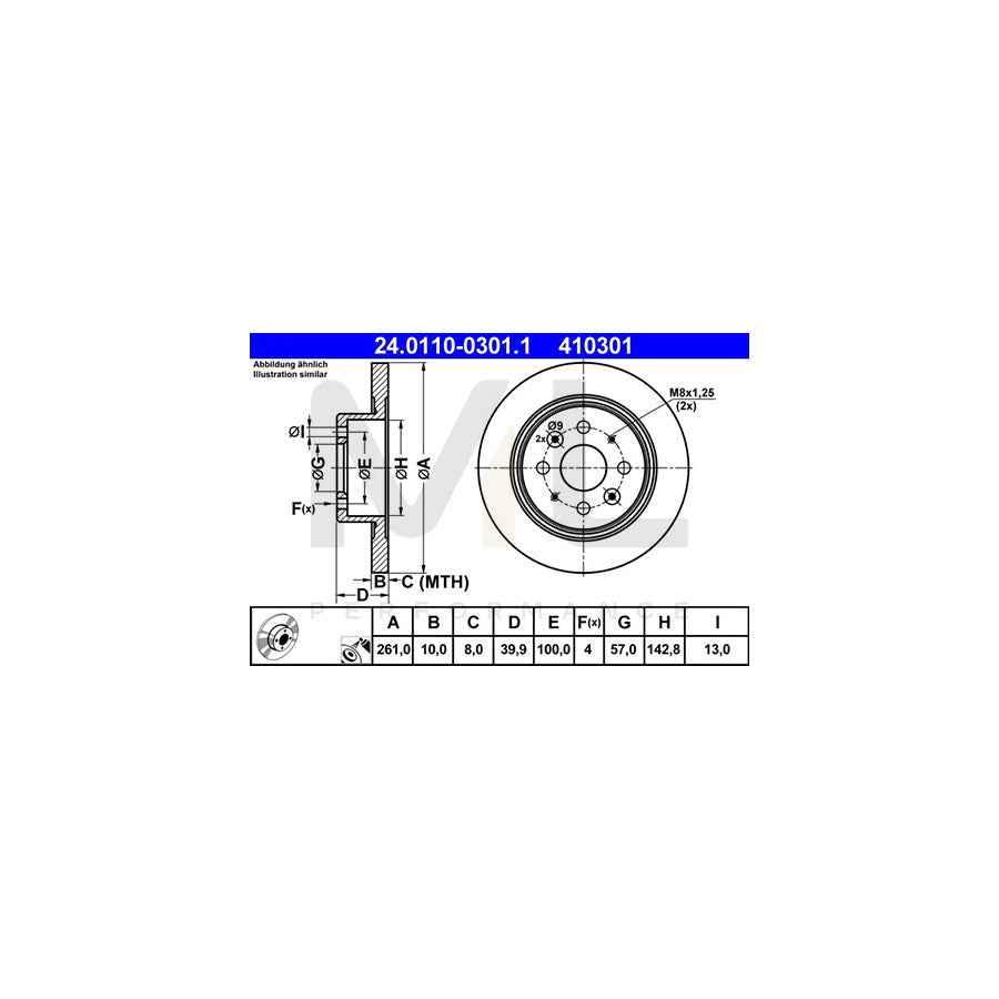 ATE 24.0110-0301.1 Brake Disc Solid, Coated - 1 piece