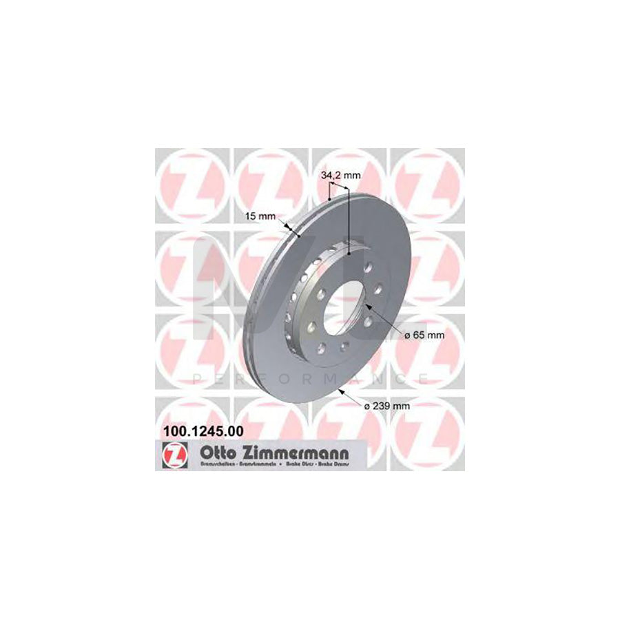ZIMMERMANN 100.1245.00 Brake Disc Externally Vented, Alloyed / High-carbon - 1 piece