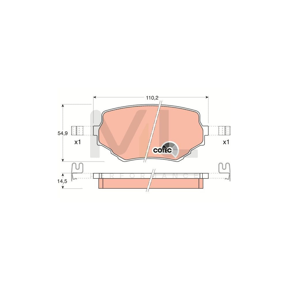 TRW Cotec Gdb3132 Brake Pad Set With Acoustic Wear Warning, With Accessories