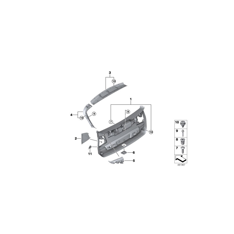 Genuine BMW 51497407216 F48 Right Panel Tail Lid OYSTER (Inc. X1 16d, X1 20d & X1 25dX)
