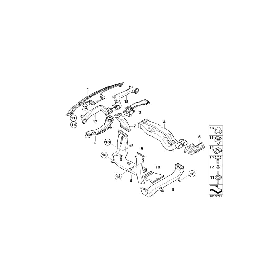 Genuine BMW 64229390523 E71 F15 E70 Air Duct Rear Compartment (Inc. X6 50iX 4.0, X6 40dX & X5 40iX)