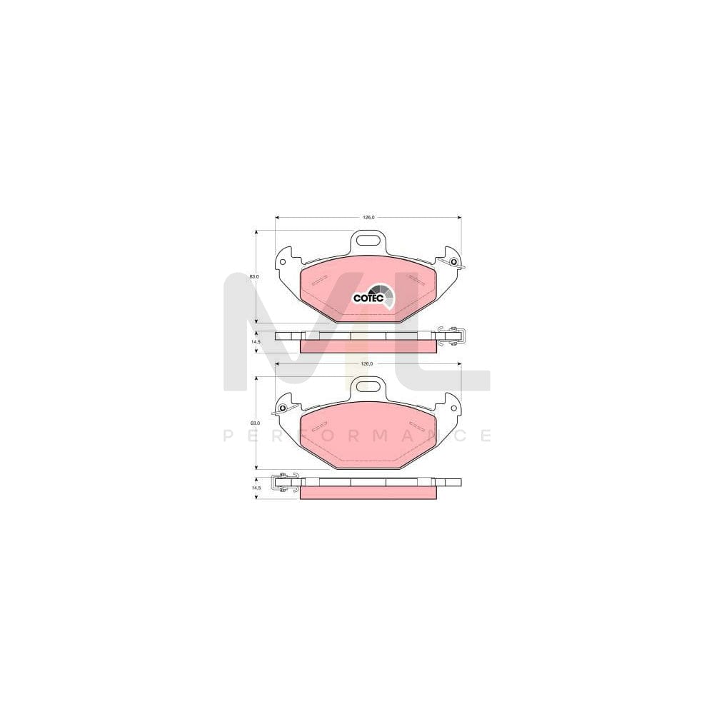TRW Cotec Gdb1353 Brake Pad Set For Renault Laguna Not Prepared For Wear Indicator