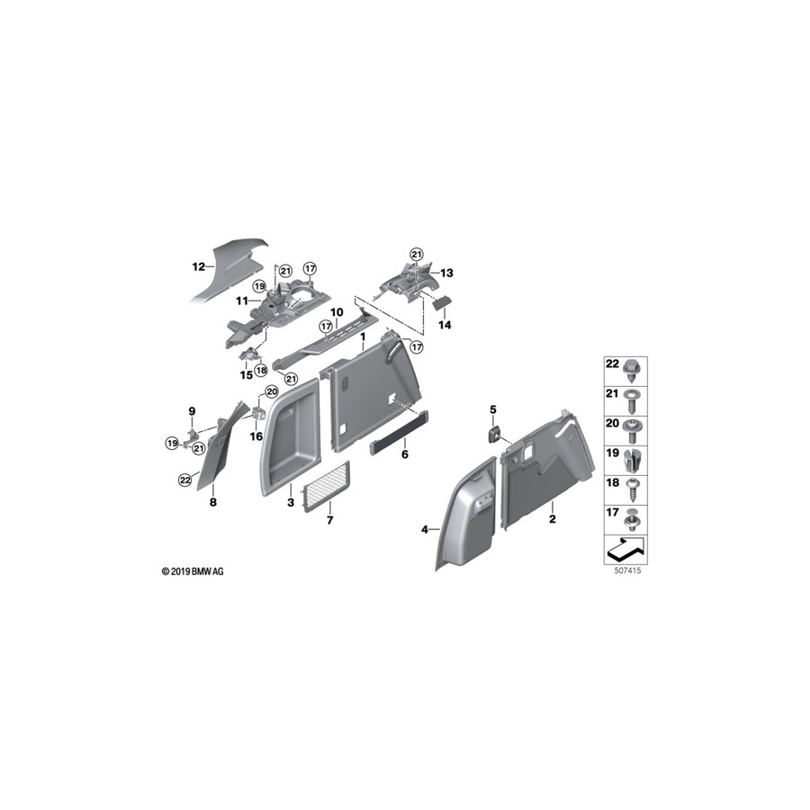 Genuine BMW 51477481914 Right Trunk Flap ANTHRAZIT (Inc. X4 M40iX, X4 25dX & X4 30dX)