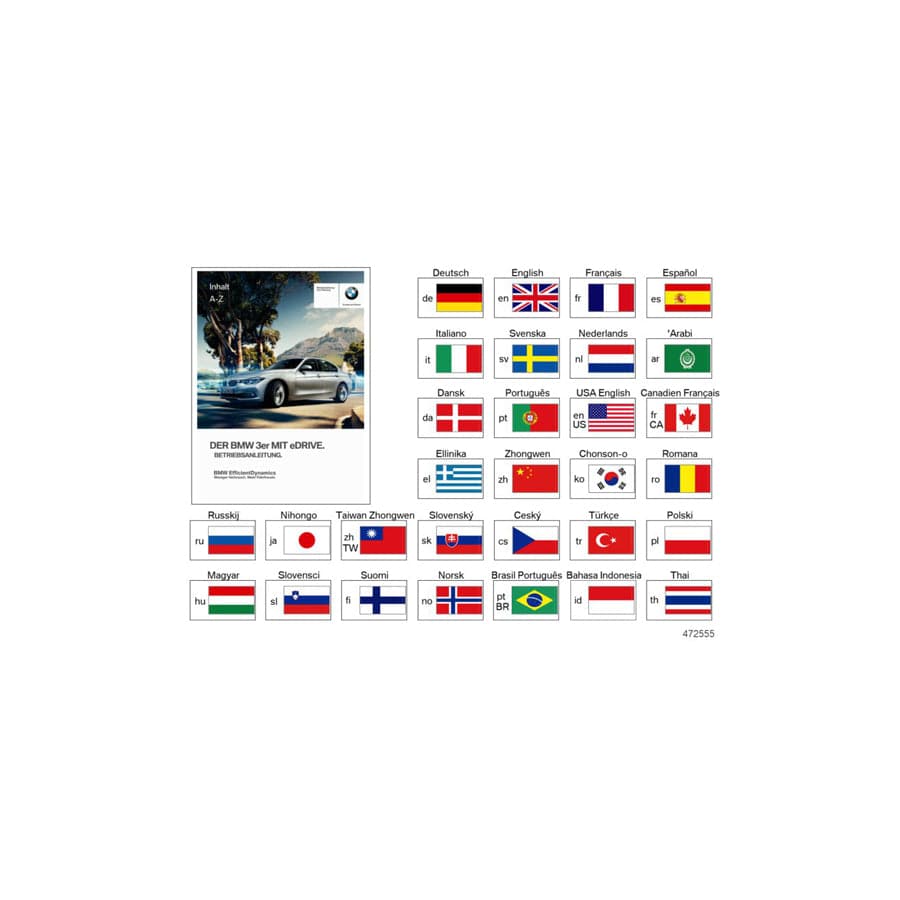 Genuine BMW 01402723322 Owner's Manual For F30 Hybrid ENUS (Inc. 330e)