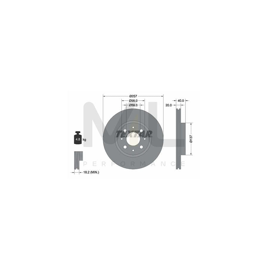 TEXTAR 92068500 Brake Disc Internally Vented, without wheel hub, without wheel studs - 1 piece