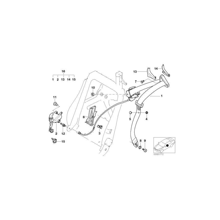 Genuine BMW 52107008593 E64 E46 Clip (Inc. 323Ci)