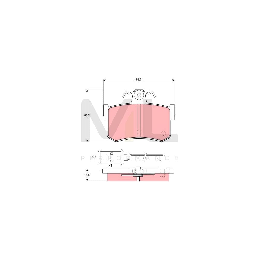 TRW Gdb486 Brake Pad Set Incl. Wear Warning Contact, With Brake Caliper Screws, With Accessories