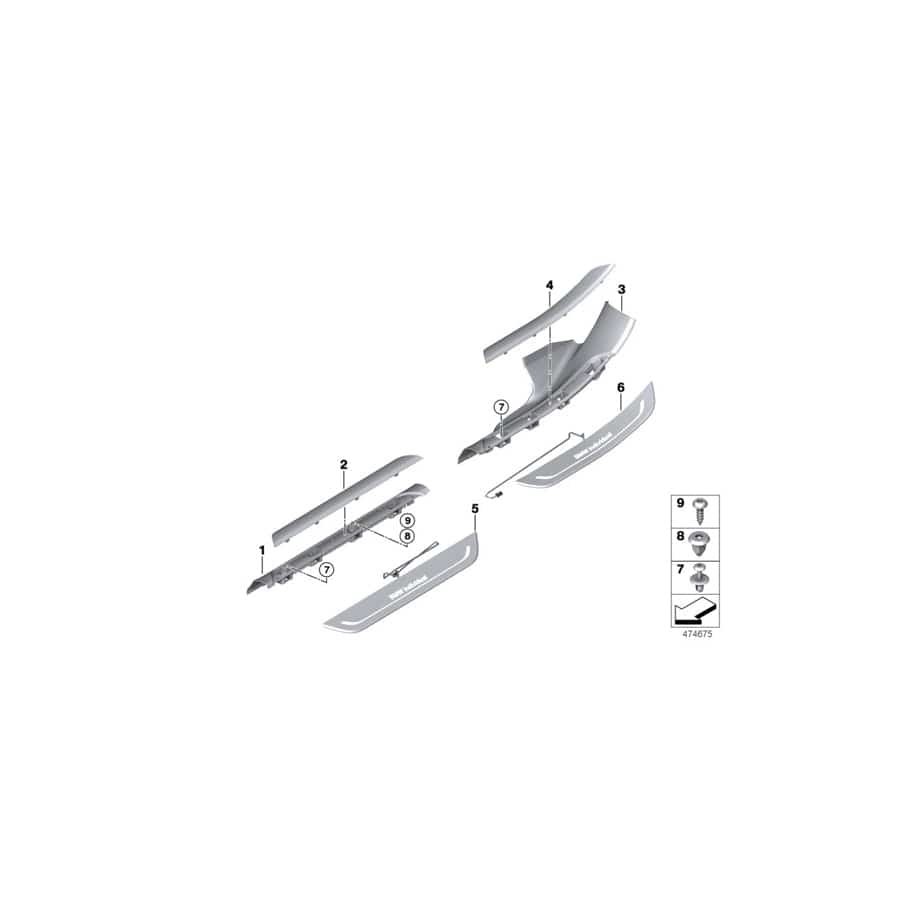 Genuine BMW 51477407323 G12 G11 Cover Molding, Sill, Inner Front Left ELFENBEINWEISS (Inc. 725d, 730Ld & 740i)