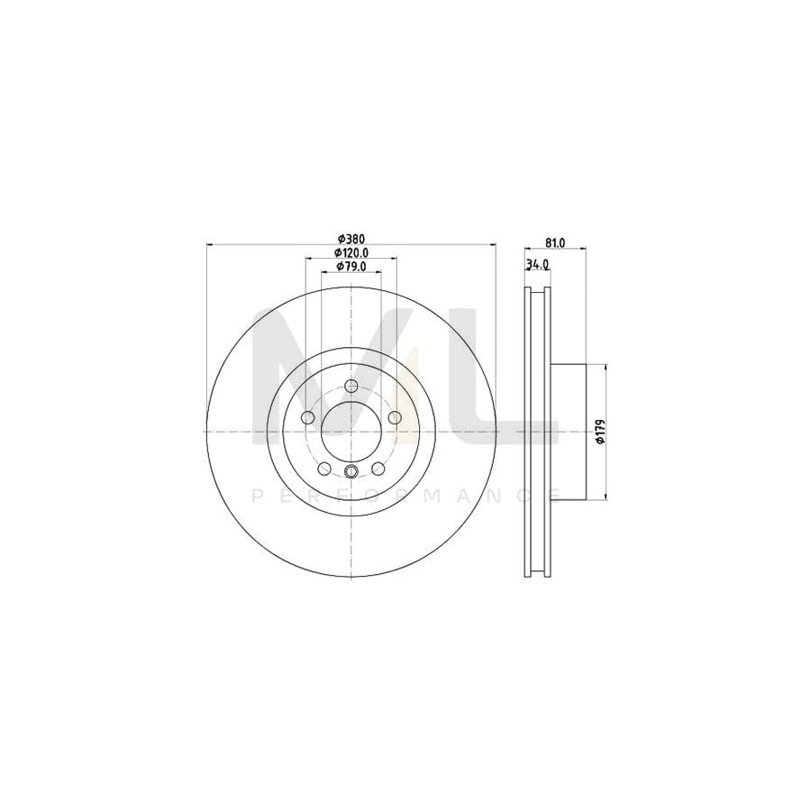 HELLA PRO High Carbon 8DD 355 122-571 Brake Disc for LAND ROVER Range Rover III (L322) Internally Vented, Coated, High-carbon, without wheel hub, without wheel studs | ML Performance Car Parts