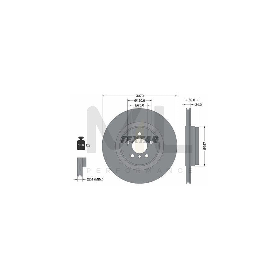 TEXTAR PRO 92270003 Brake Disc Internally Vented, Coated, without wheel hub, without wheel studs - 1 piece