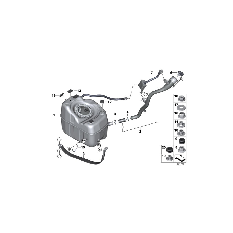 Genuine BMW 16117444931 F45 Metal Fuel Tank (Inc. 225xe & Cooper SE ALL4)