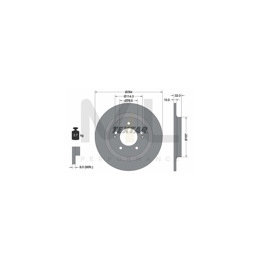 TEXTAR 92333303 Brake Disc for HYUNDAI Sonata VIII (DN8) Solid, Coated, without wheel hub, without wheel studs - 1 piece