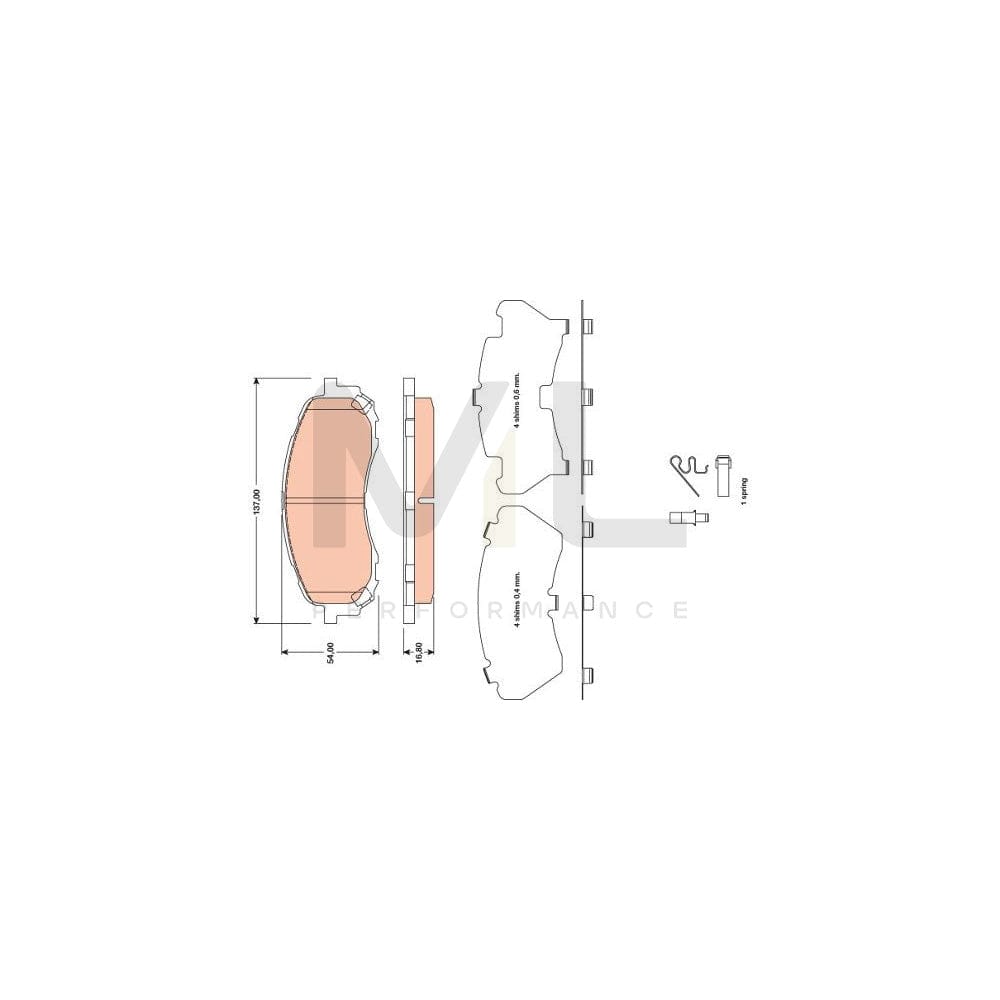 TRW Gdb3469 Brake Pad Set For Subaru Impreza With Acoustic Wear Warning
