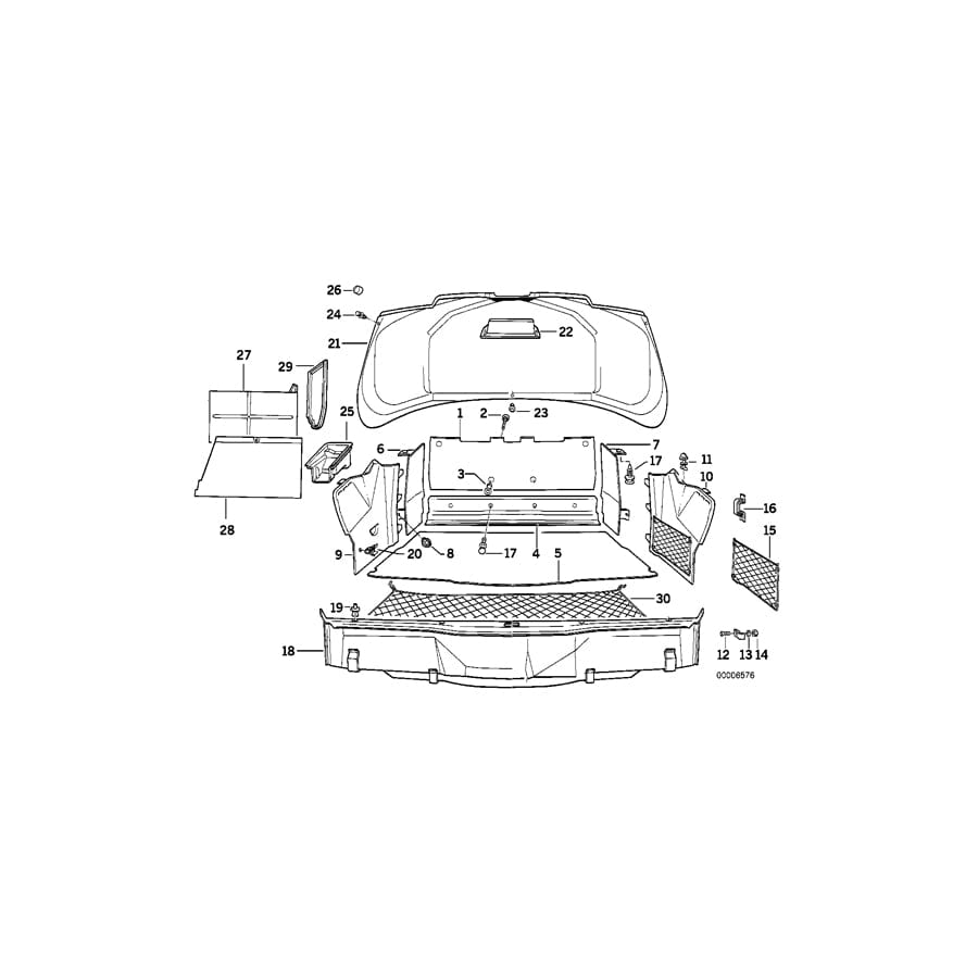 Genuine BMW 51438134953 E31 Panel Partition Trunk Left SILBERGRAU (Inc. 840i, 850Ci & 840Ci)