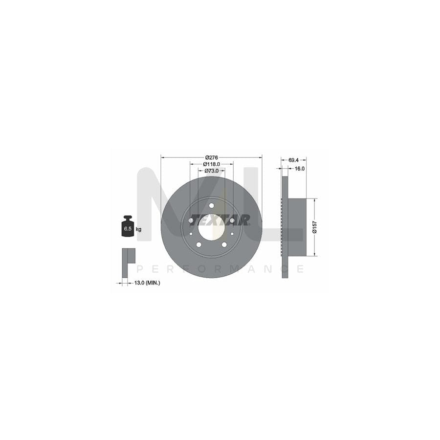 TEXTAR 93104800 Brake Disc for IVECO Daily Solid, without wheel hub, without wheel studs - 1 piece