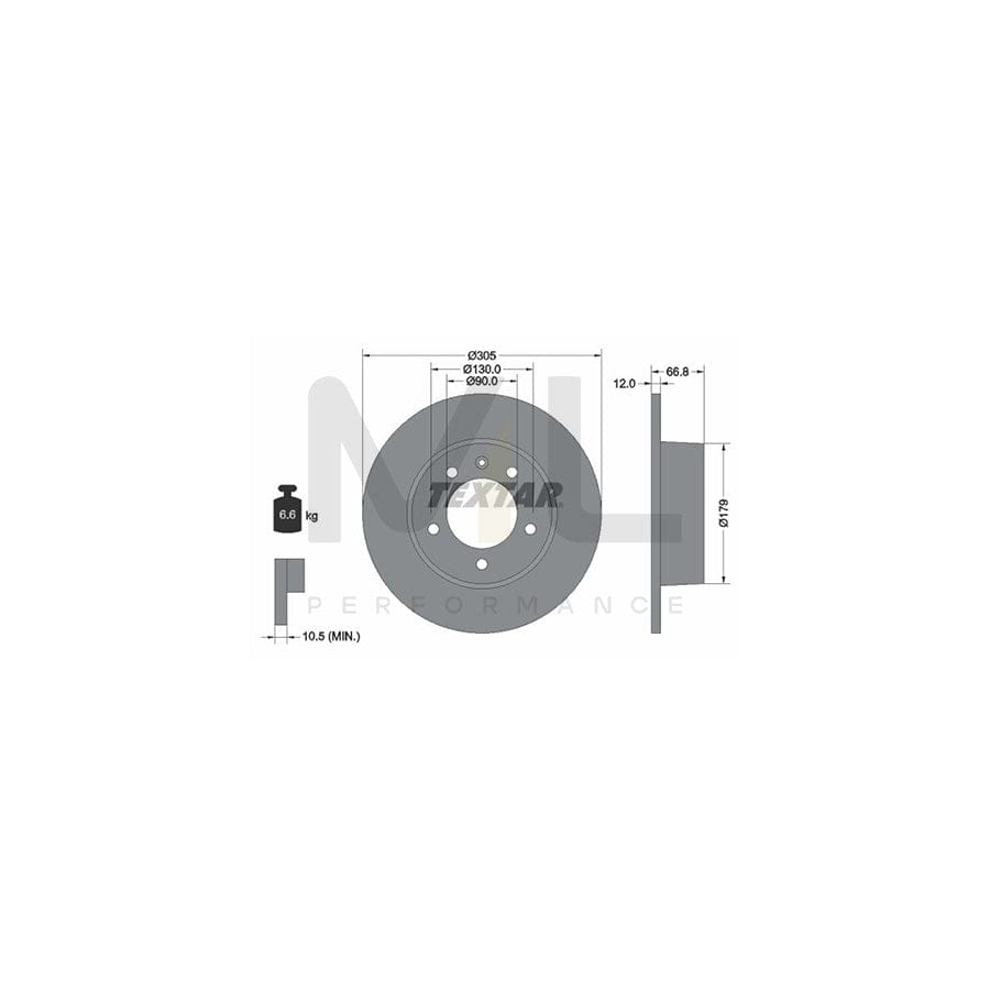 TEXTAR PRO 92111203 Brake Disc Solid, Coated, without wheel hub, without wheel studs - 1 piece