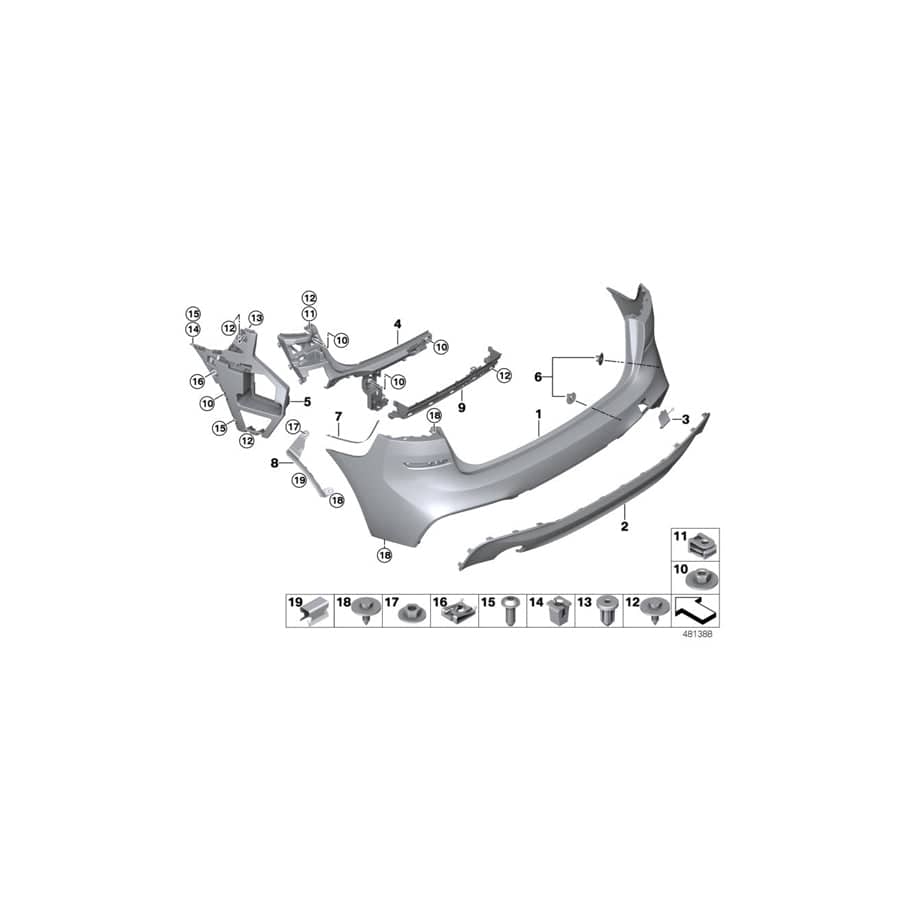 Genuine BMW 51128057910 F45 Guide For Bumper, Side, Right - M - (Inc. 218dX, 216d & 225i)