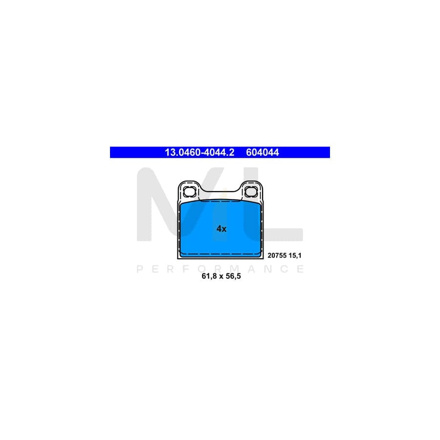 ATE 13.0460-4044.2 Brake pad set excl. wear warning contact, not prepared for wear indicator