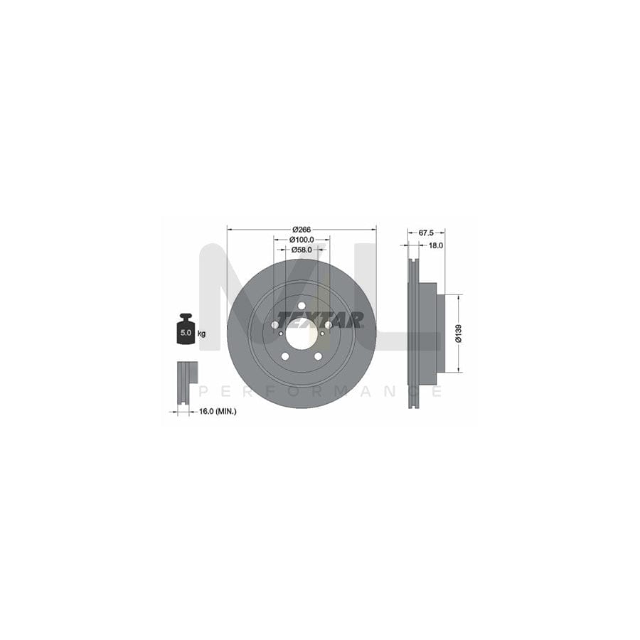 TEXTAR 92142100 Brake Disc for SUBARU IMPREZA Internally Vented, without wheel hub, without wheel studs - 1 piece