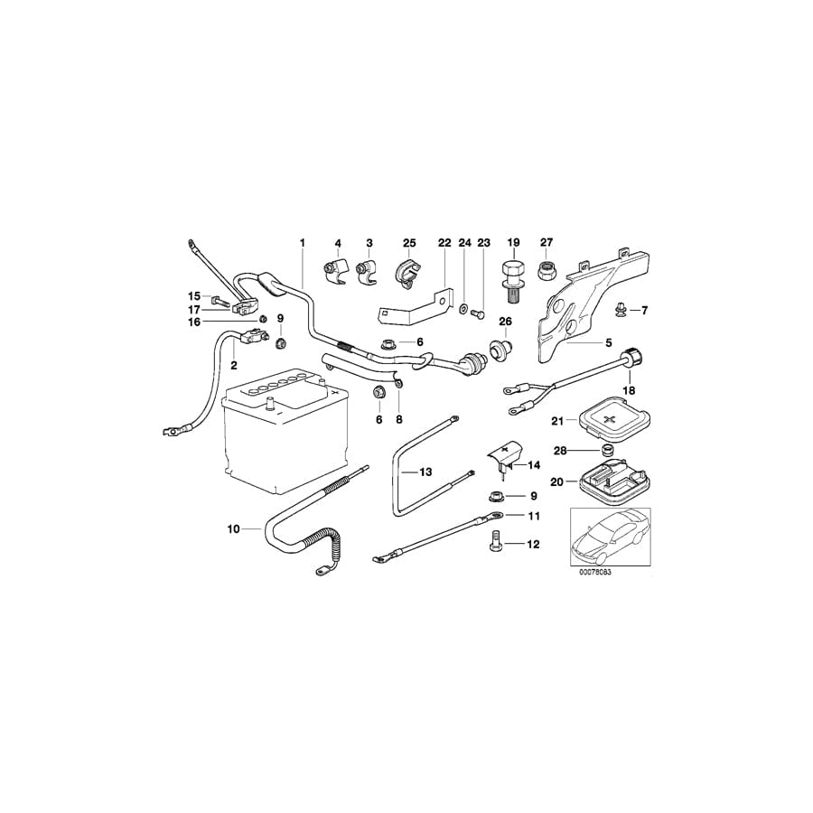 Genuine BMW 12421741976 E39 Battery Cable Negative (Inc. 523i, 528i & 520i)