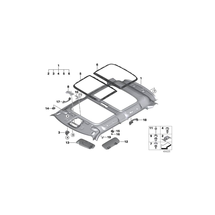 Genuine BMW 51447385723 F55 Headliner, Panorama Roof ANTHRAZIT (Inc. One D, One First & Cooper)