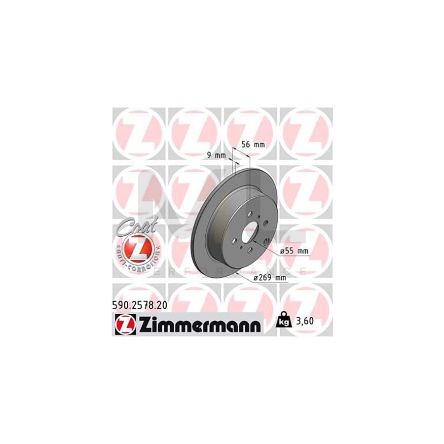 ZIMMERMANN COAT Z 590.2578.20 Brake Disc Solid, Coated - 1 piece
