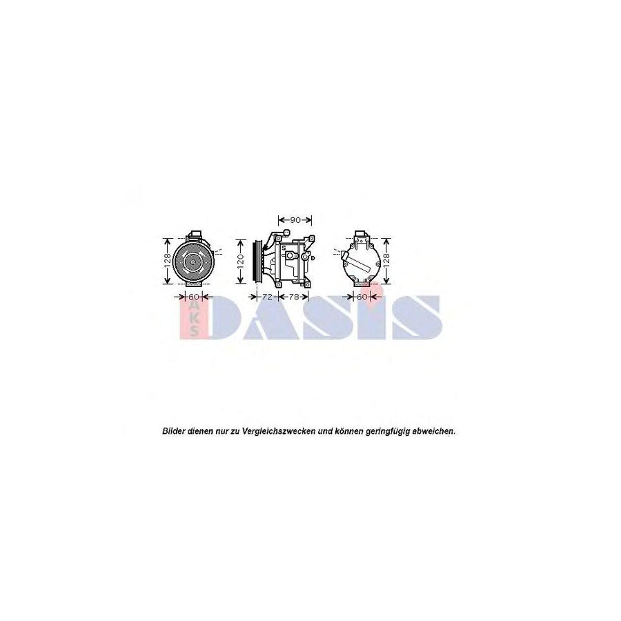 AKS Dasis 850743N Compressor, Air Conditioning for Toyota Yaris I Hatchback (P1)