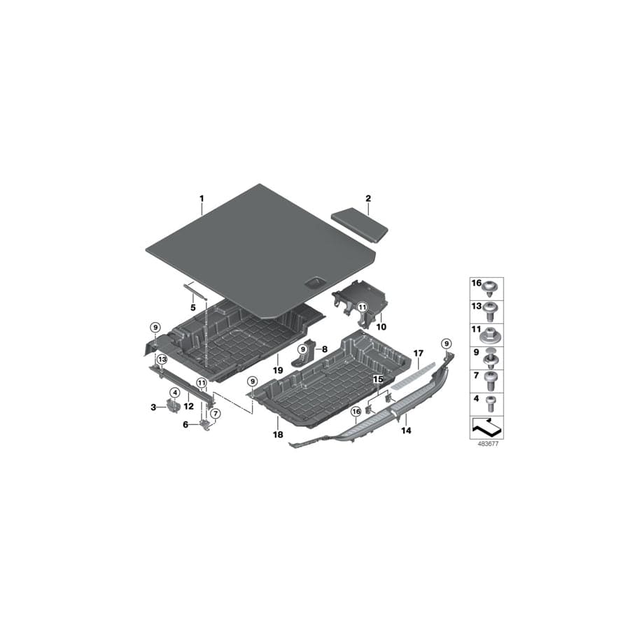 Genuine BMW 51477445485 G32 Floor Cover For Trunk Left SCHWARZ (Inc. 630dX, 630d & 640dX)