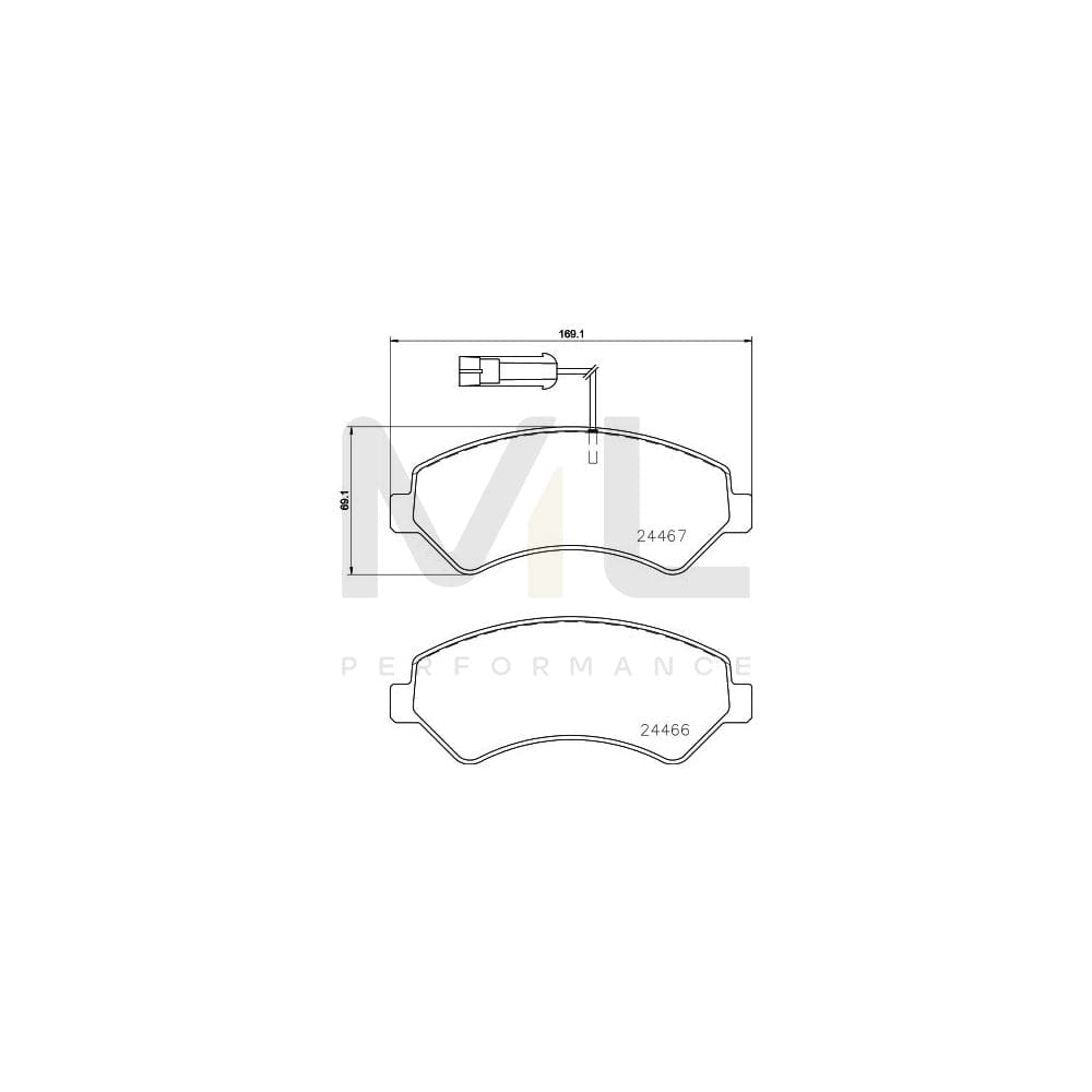 Hella 8DB 355 023-011 Brake Pad Set For Fiat Ducato With Integrated Wear Warning Contact, With Brake Caliper Screws, With Accessories | ML Performance Car Parts
