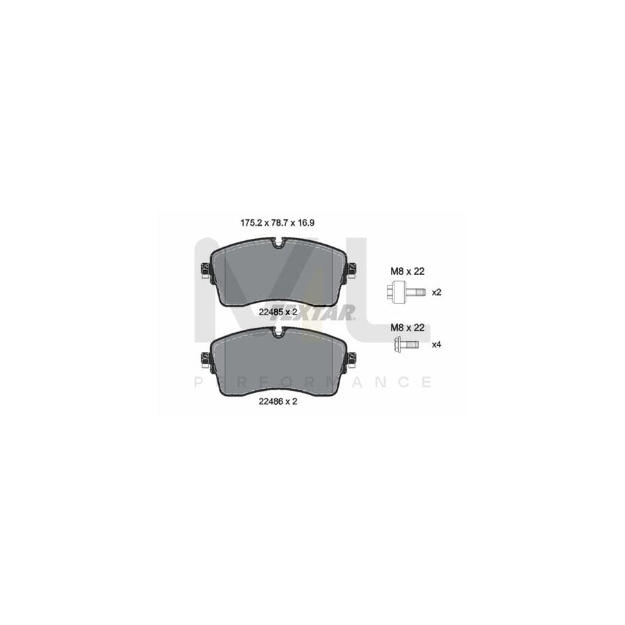 TEXTAR 2248505 Brake pad set prepared for wear indicator, with brake caliper screws