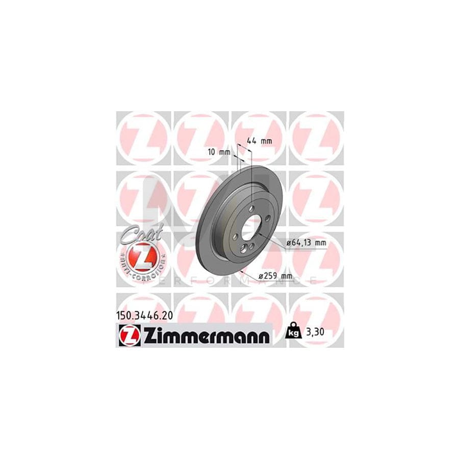 ZIMMERMANN COAT Z 150.3446.20 Brake Disc Solid, Coated, High-carbon - 1 piece
