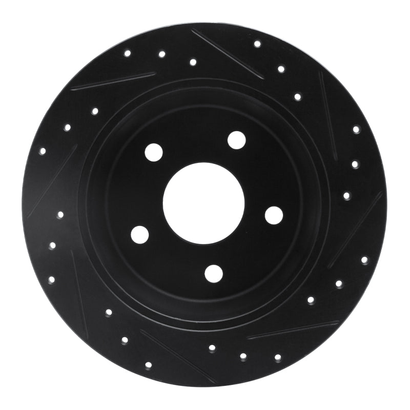 R1 Concepts R1 99-04 Jeep Grand Cherokee Rear Left Drilled & Slotted Black Brake Rotor