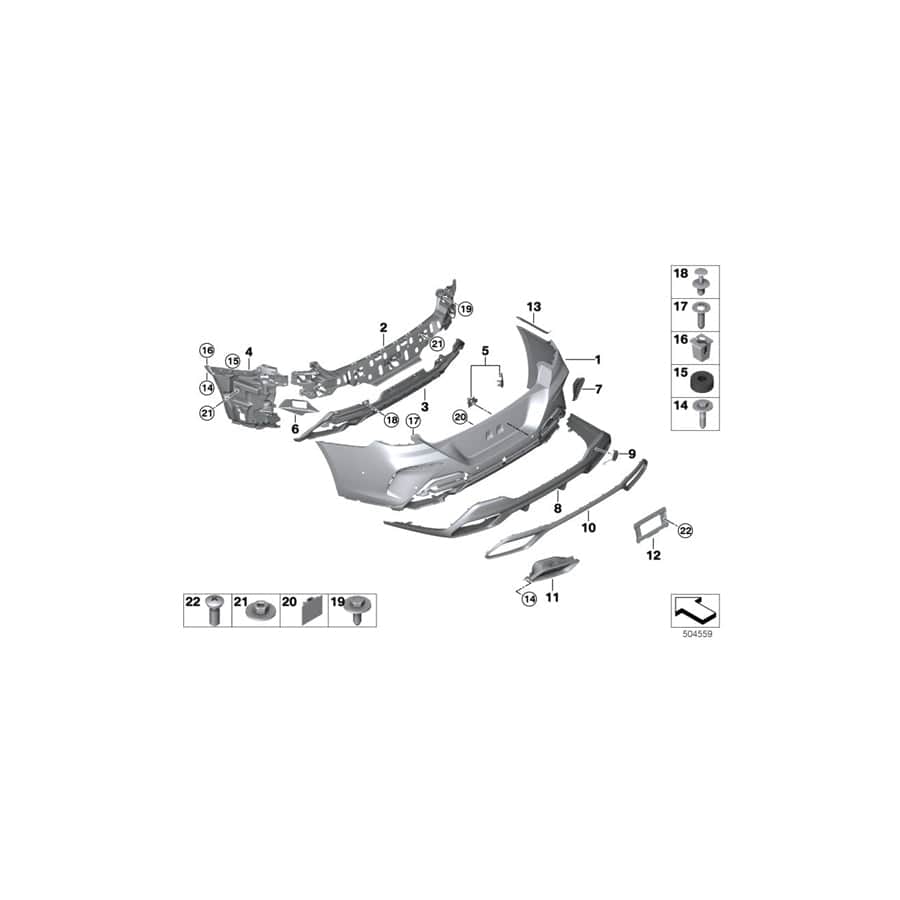 Genuine BMW 51128075305 G16 Guide, Center Rear M (Inc. 840i, 840dX & M850iX)