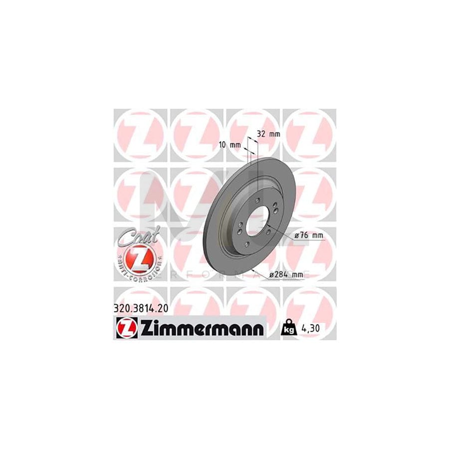 ZIMMERMANN COAT Z 320.3814.20 Brake Disc Solid, Coated - 1 piece