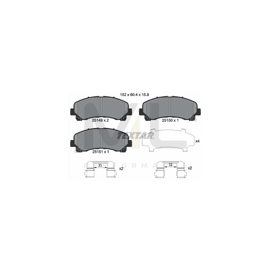 TEXTAR 2514901 Brake pad set with acoustic wear warning, with accessories