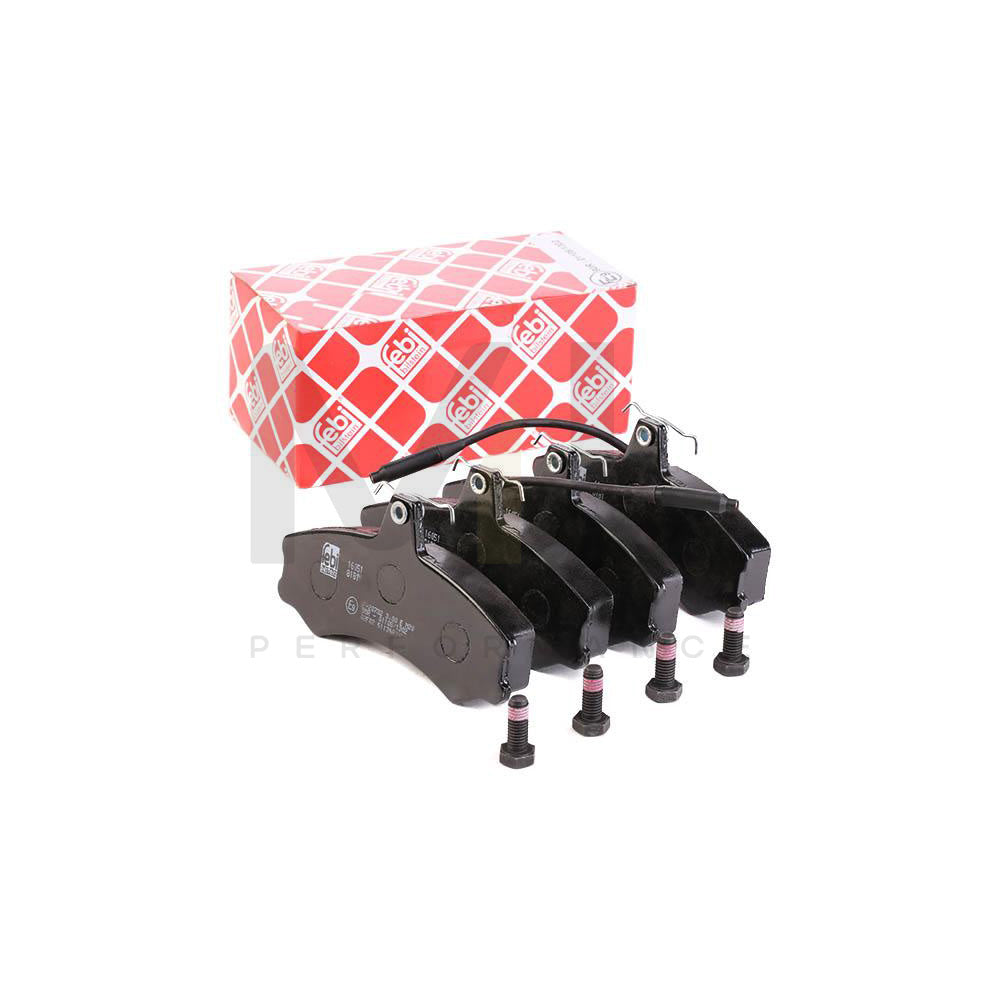 Febi Bilstein 16051 Brake Pad Set Front Axle, Incl. Wear Warning Contact, With Bolts/Screws | ML Performance Car Parts